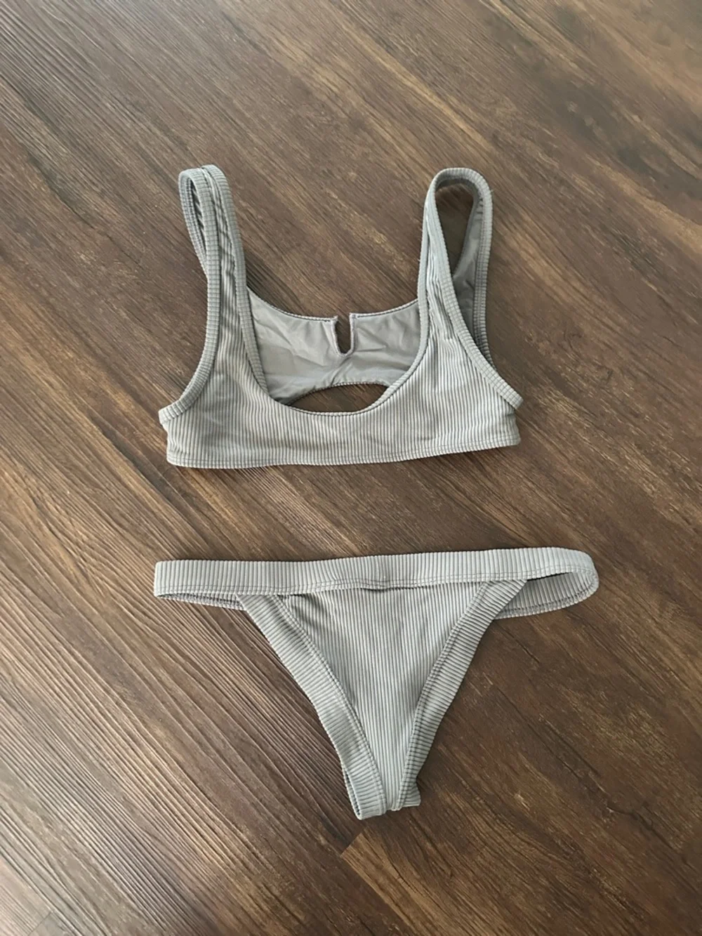 Frankie's Bikinis Ribbed Cutout Top & Low-Rise Bottoms